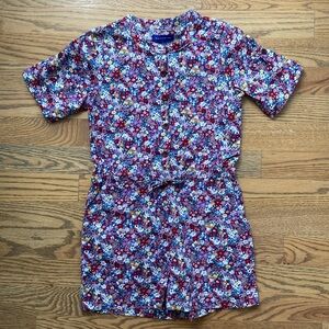 Floral romper shorts/short-sleeved, from Maisonette, Girls 6Y